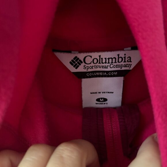 Columbia Fleece Jacket Womens Medium Pink Full Zip Pockets Barbiecore - Picture 5 of 7